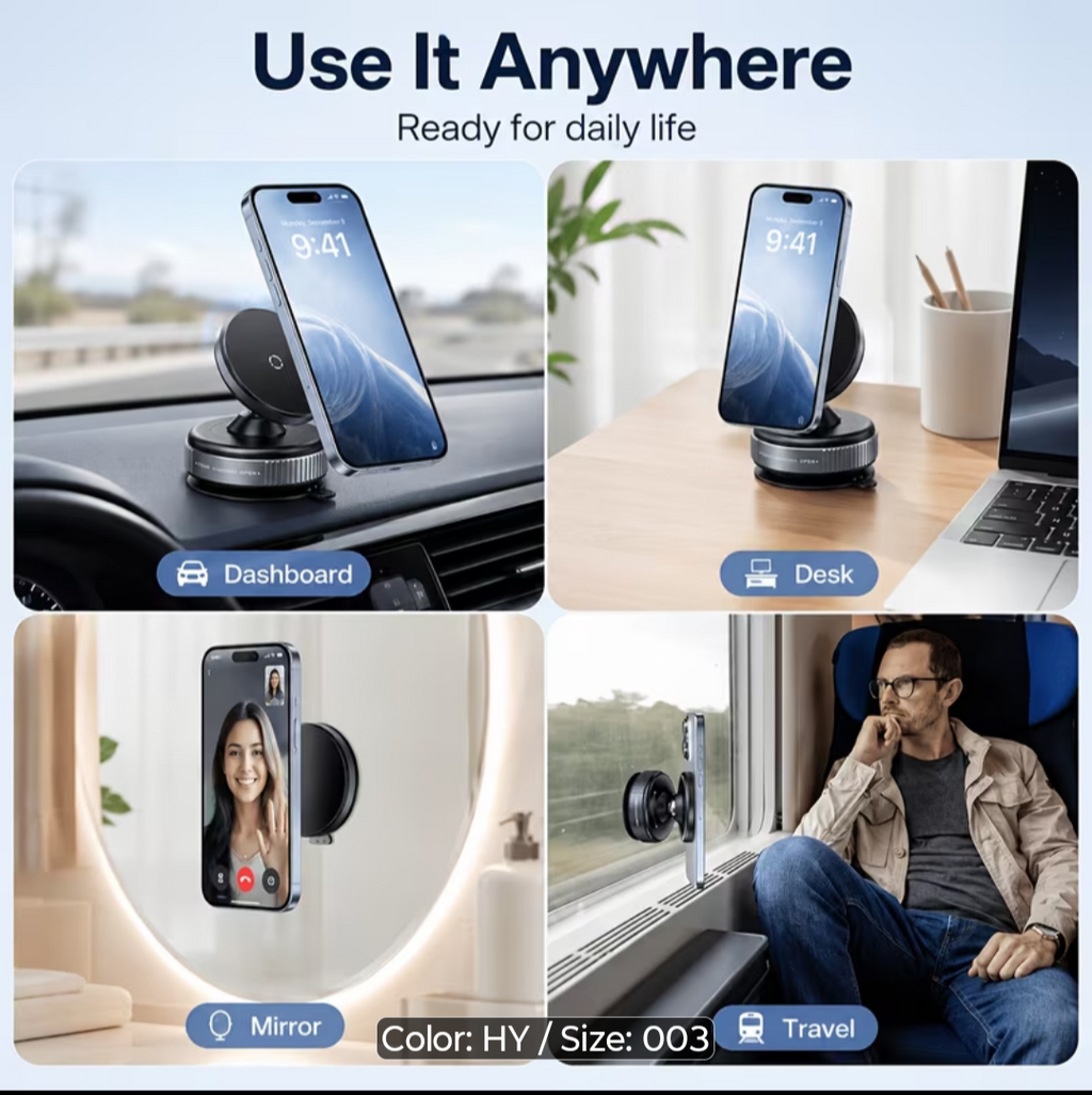 Magnetic Vacuum Lock Car Phone Holder