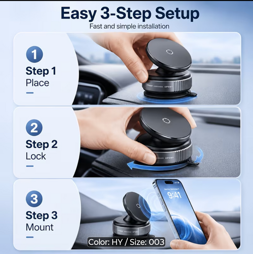 Magnetic Vacuum Lock Car Phone Holder